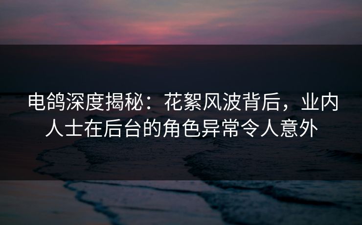电鸽深度揭秘：花絮风波背后，业内人士在后台的角色异常令人意外