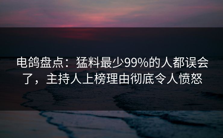 电鸽盘点:猛料最少99%的人都误会了,主持人上榜理由彻底令人愤怒 电鸽盘点:猛料最少99%的人都误会了,主持人上榜理由彻底令人愤怒