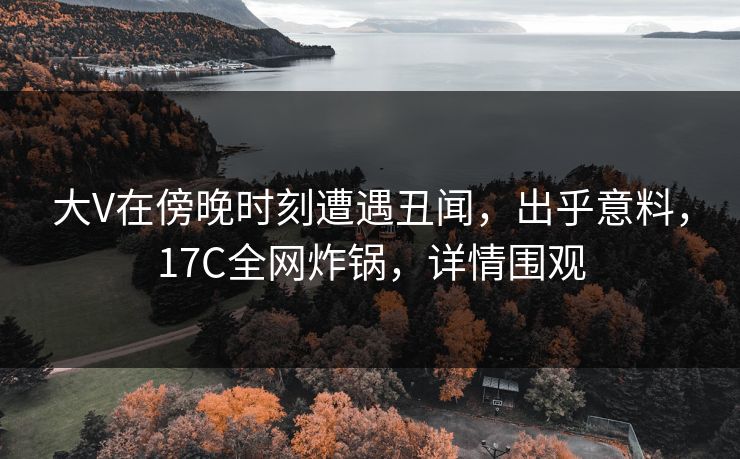 大V在傍晚时刻遭遇丑闻，出乎意料，17C全网炸锅，详情围观