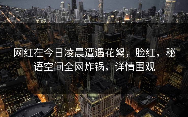 网红在今日凌晨遭遇花絮，脸红，秘语空间全网炸锅，详情围观